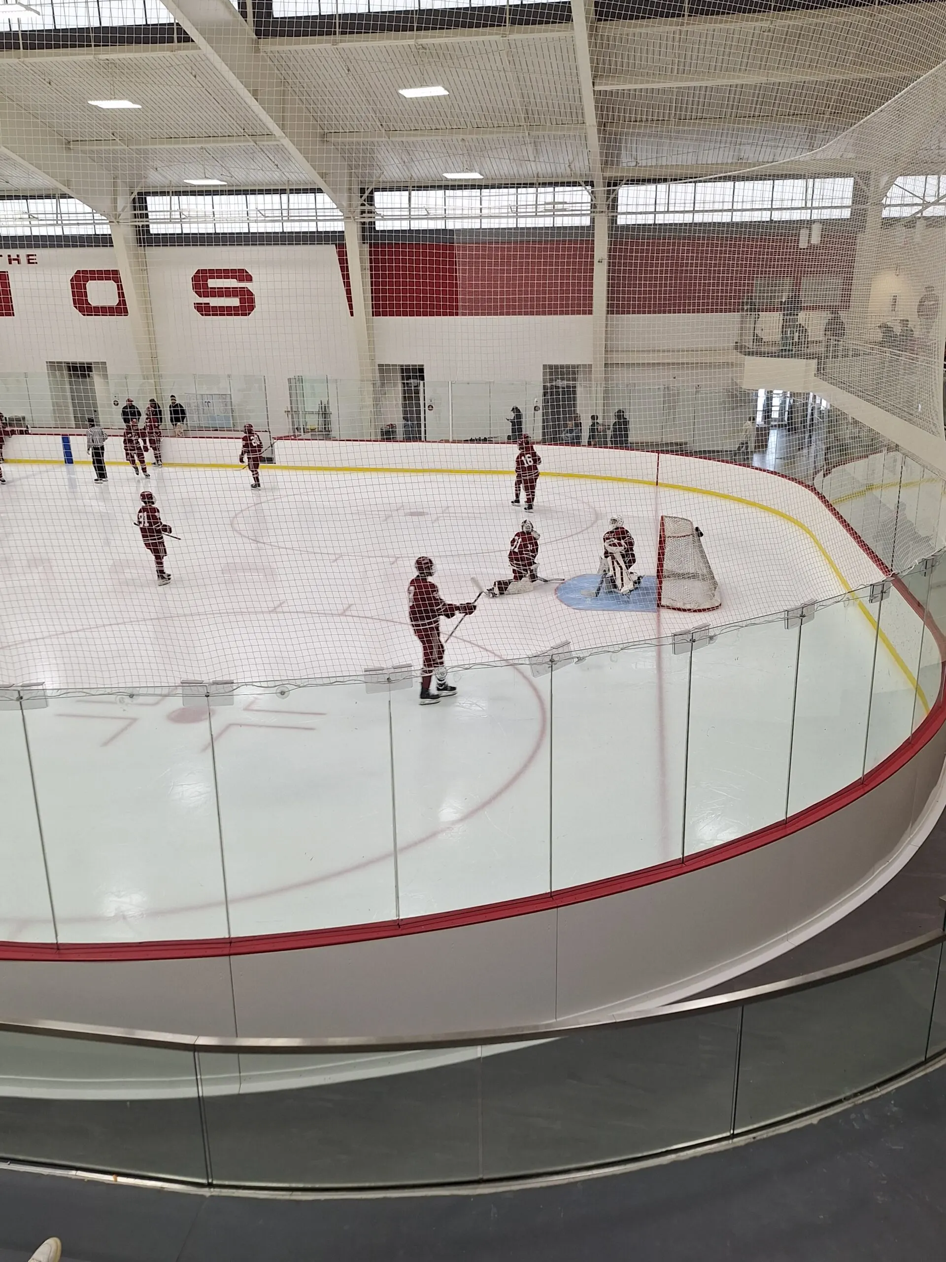 Hockey athletes gathered at center rink